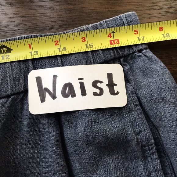 Eileen Fisher Chambray Blue Organic Linen Casual Pull Cropped Pants L - Picture 5 of 9